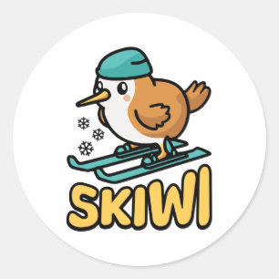 Pegatina Redonda ¡Skiwi! Kiwi Pun