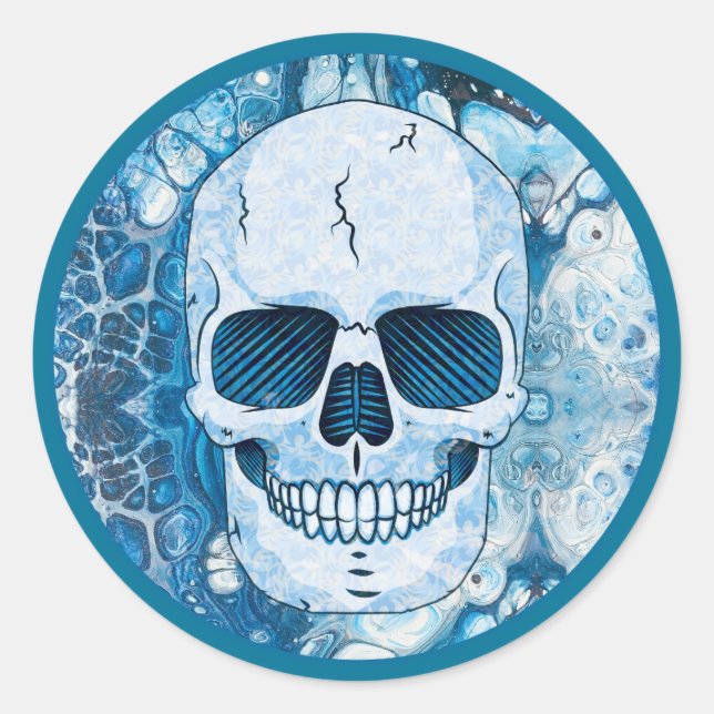 Pegatina Redonda Skull azul de Guay (Anverso)