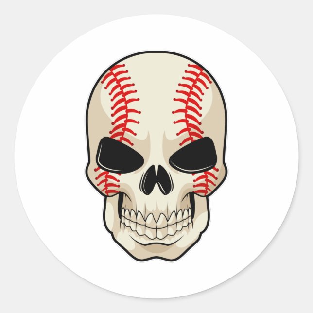 Pegatina Redonda Skull Baseball Sports (Anverso)