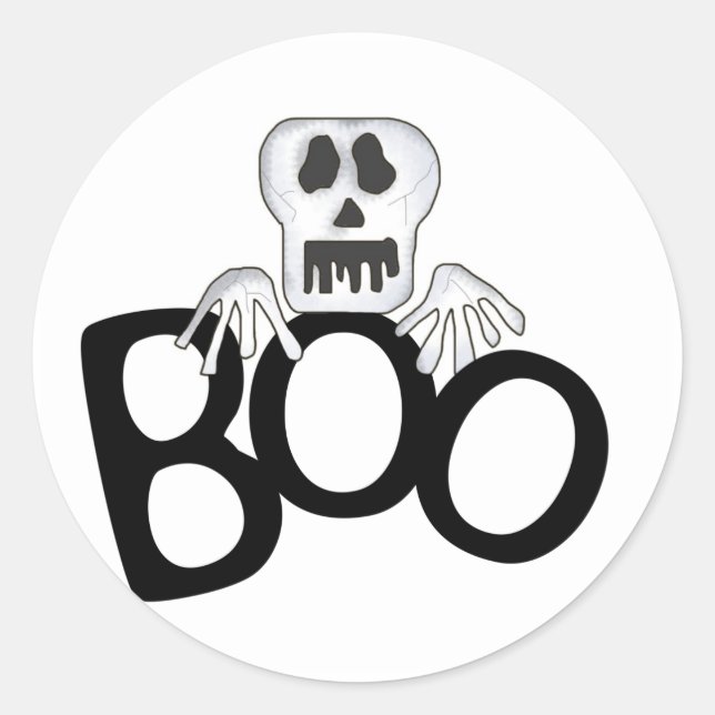 Pegatina Redonda Skull Boo (Anverso)