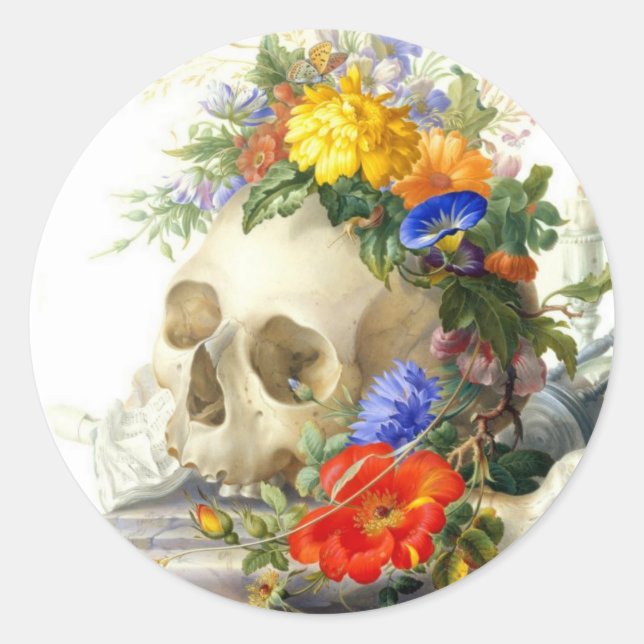 Pegatina Redonda Skull Bouquet (Anverso)