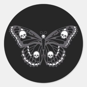 Pegatina Redonda Skull Butterfly