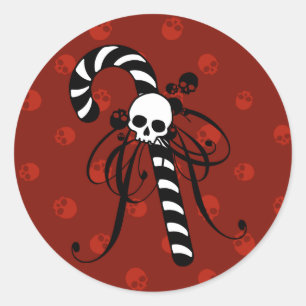 Pegatina Redonda Skull Candy Cane
