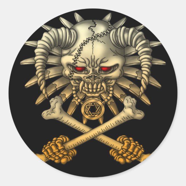 Pegatina Redonda skull cross (Anverso)