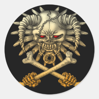 Pegatina Redonda skull cross