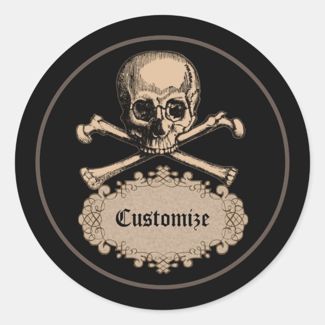Pegatina Redonda Skull & Crossbone (Anverso)