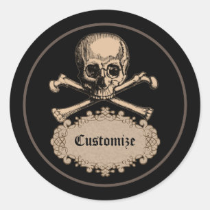 Pegatina Redonda Skull & Crossbone
