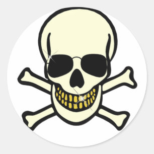 Pegatina Redonda Skull & Crossbone