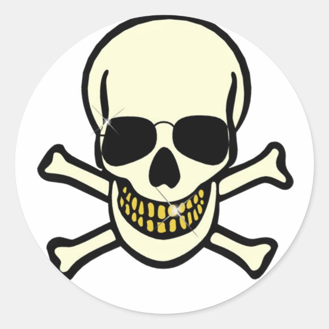 Pegatina Redonda Skull & Crossbone (Anverso)