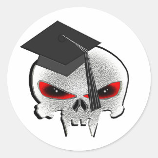 Pegatina Redonda Skull de graduación