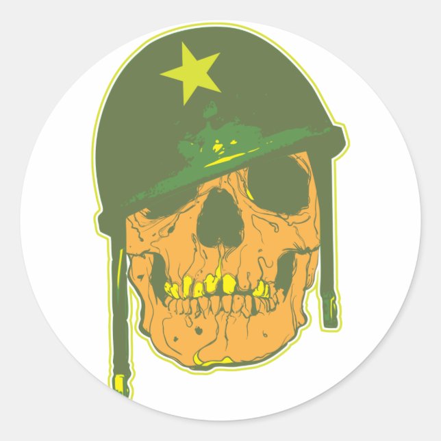 Pegatina Redonda Skull del ejército (Anverso)