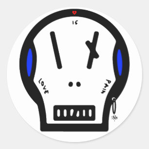 Pegatina Redonda Skull dice: "el amor es dolor"