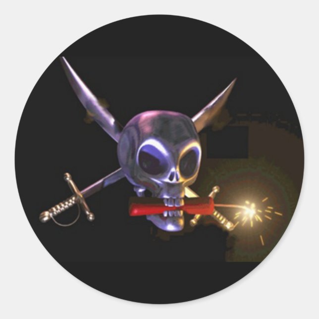 Pegatina Redonda Skull Dynamite (Anverso)