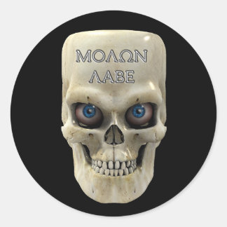 Pegatina Redonda Skull Face Molon Labe