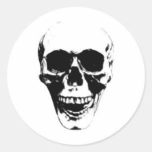 Pegatina Redonda Skull Face Silhouette Grunge Rock Grave Hallowee