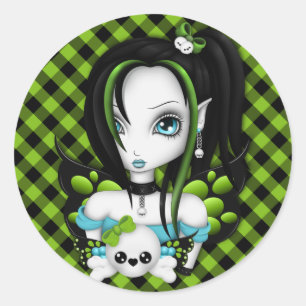 Pegatina Redonda Skull Faery