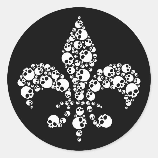 Pegatina Redonda Skull Fleur De Lis (Anverso)