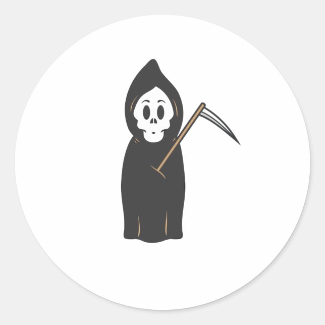 Pegatina Redonda Skull Grimreaper (Anverso)