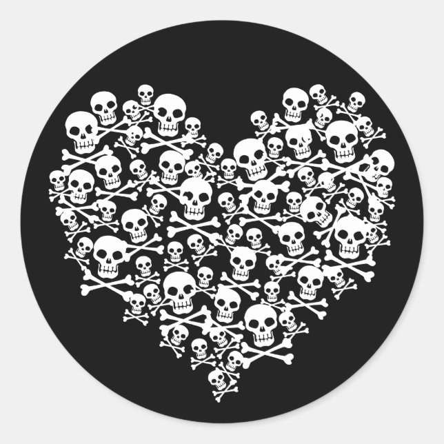 Pegatina Redonda Skull Heart (Anverso)
