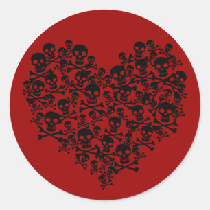 Pegatina Redonda Skull Heart