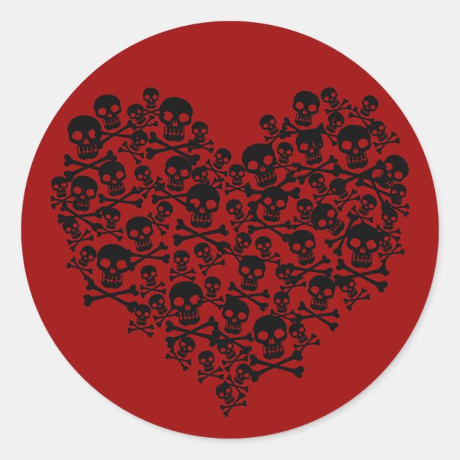 Pegatina Redonda Skull Heart (Anverso)