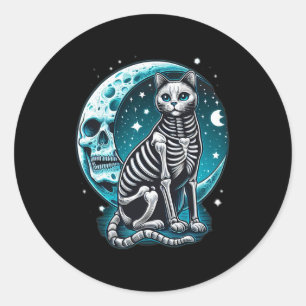Pegatina Redonda Skull - Idea de disfraces de Halloween con esquele