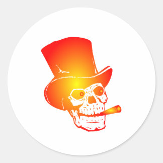 Pegatina Redonda Skull in Top Hat por Chillee Wilson