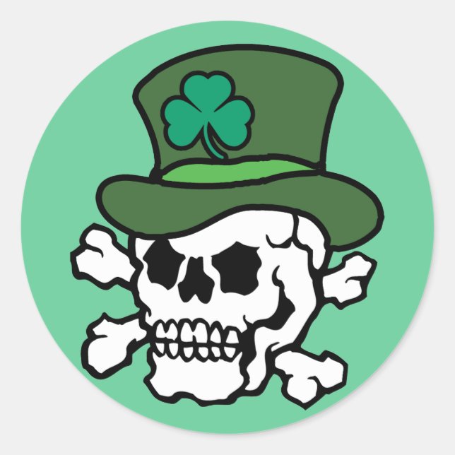 Pegatina Redonda Skull irlandés (Anverso)