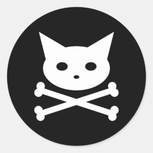 Pegatina Redonda Skull Kitty