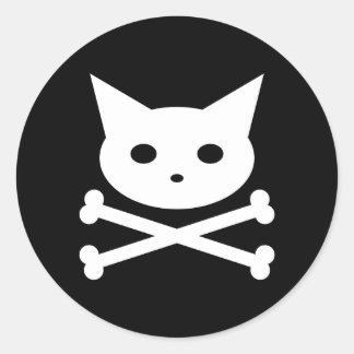 Pegatina Redonda Skull Kitty