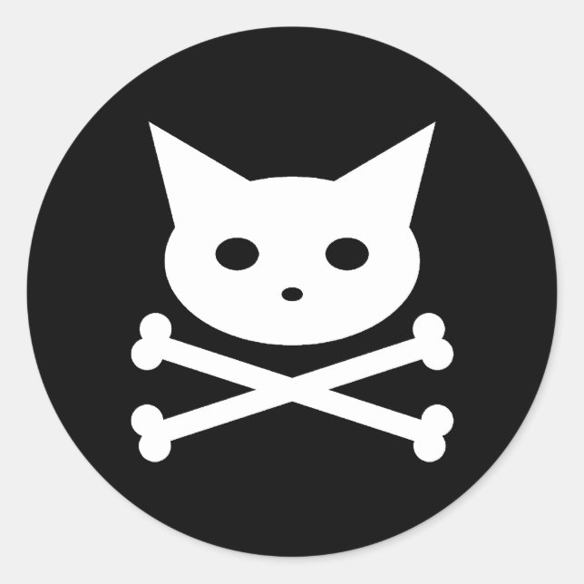 Pegatina Redonda Skull Kitty (Anverso)