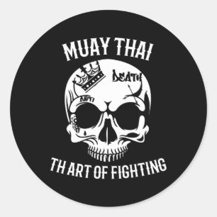 Pegatina Redonda Skull Muay Thai - Nak Muay, regalo de Kickboxing