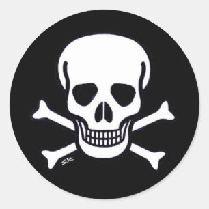 Pegatina Redonda Skull n Bones pegatinas redondos negros pequeños