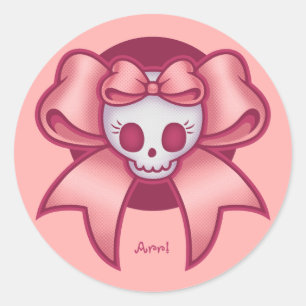 Pegatina Redonda Skull 'n Bows