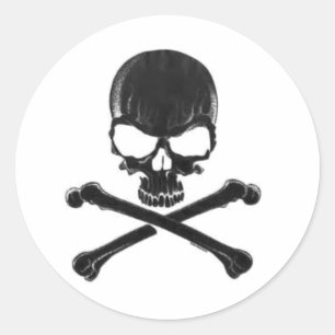 Pegatina Redonda Skull negro/Crossbone