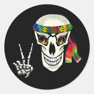Pegatina Redonda Skull Peace