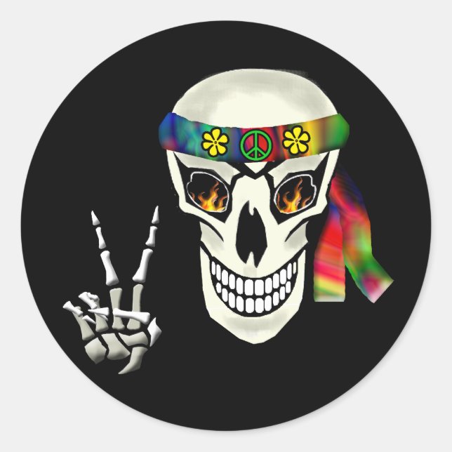 Pegatina Redonda Skull Peace (Anverso)