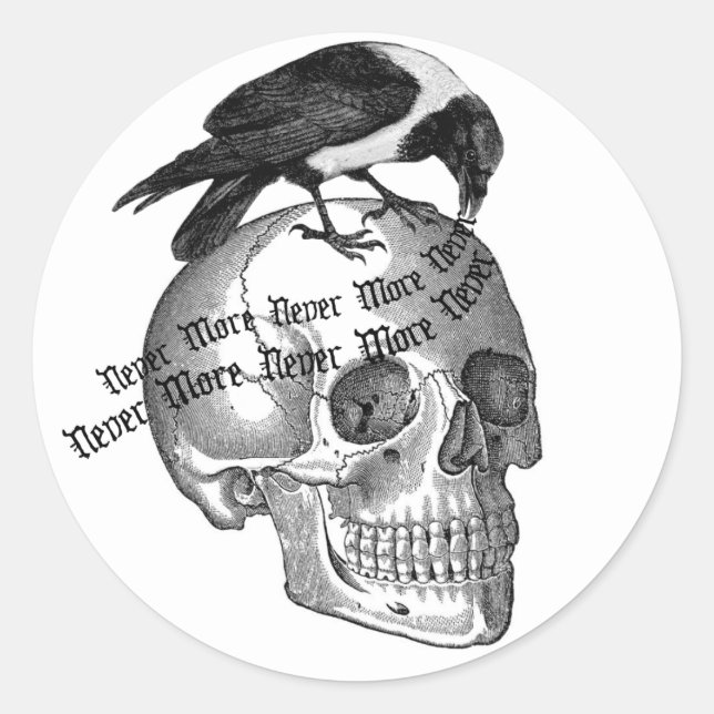 Pegatina Redonda Skull & Raven (Anverso)