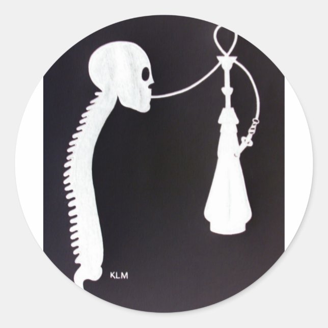 Pegatina Redonda Skull&Spine con Hookah (Anverso)