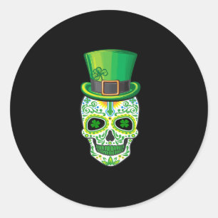 Pegatina Redonda Skull St Patricks Day Irlanda Funny Saint Patricks