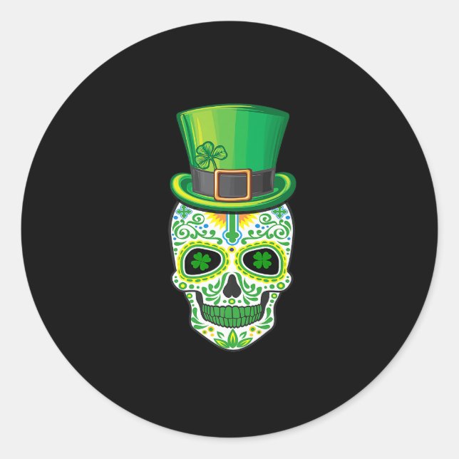 Pegatina Redonda Skull St Patricks Day Irlanda Funny Saint Patricks (Anverso)