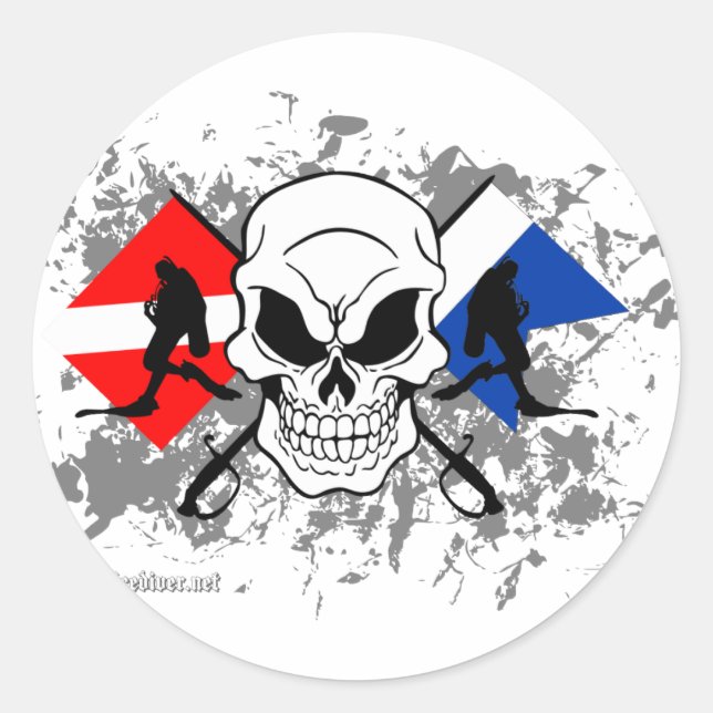 PEGATINA REDONDA SKULL TECH DIVER (Anverso)