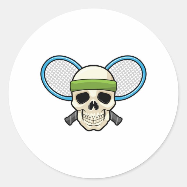 Pegatina Redonda Skull Tennis Tennis (Anverso)