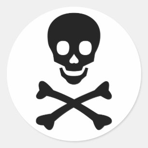Pegatina Redonda Skull y Crossbone