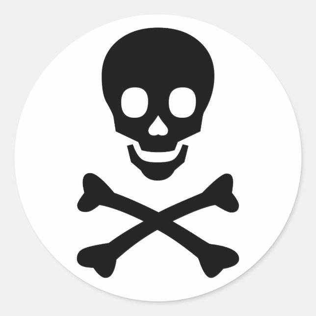 Pegatina Redonda Skull y Crossbone (Anverso)