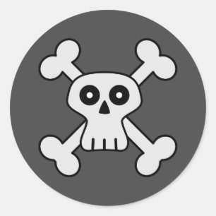 Pegatina Redonda Skull y Crossbone