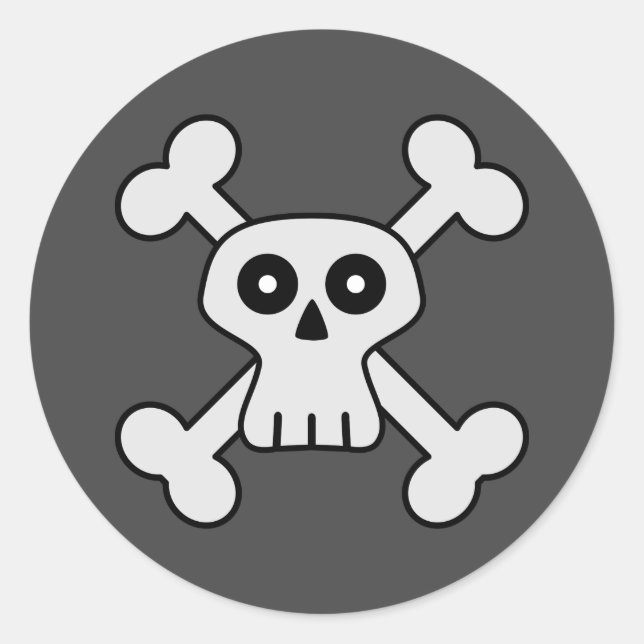 Pegatina Redonda Skull y Crossbone (Anverso)