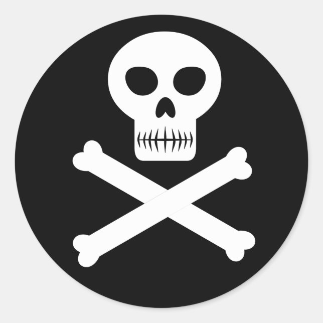 Pegatina Redonda Skull y Crossbone (Anverso)