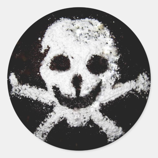 Pegatina Redonda Skull y Crossbone (Anverso)