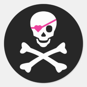 Pegatina Redonda Skull y Crossbone